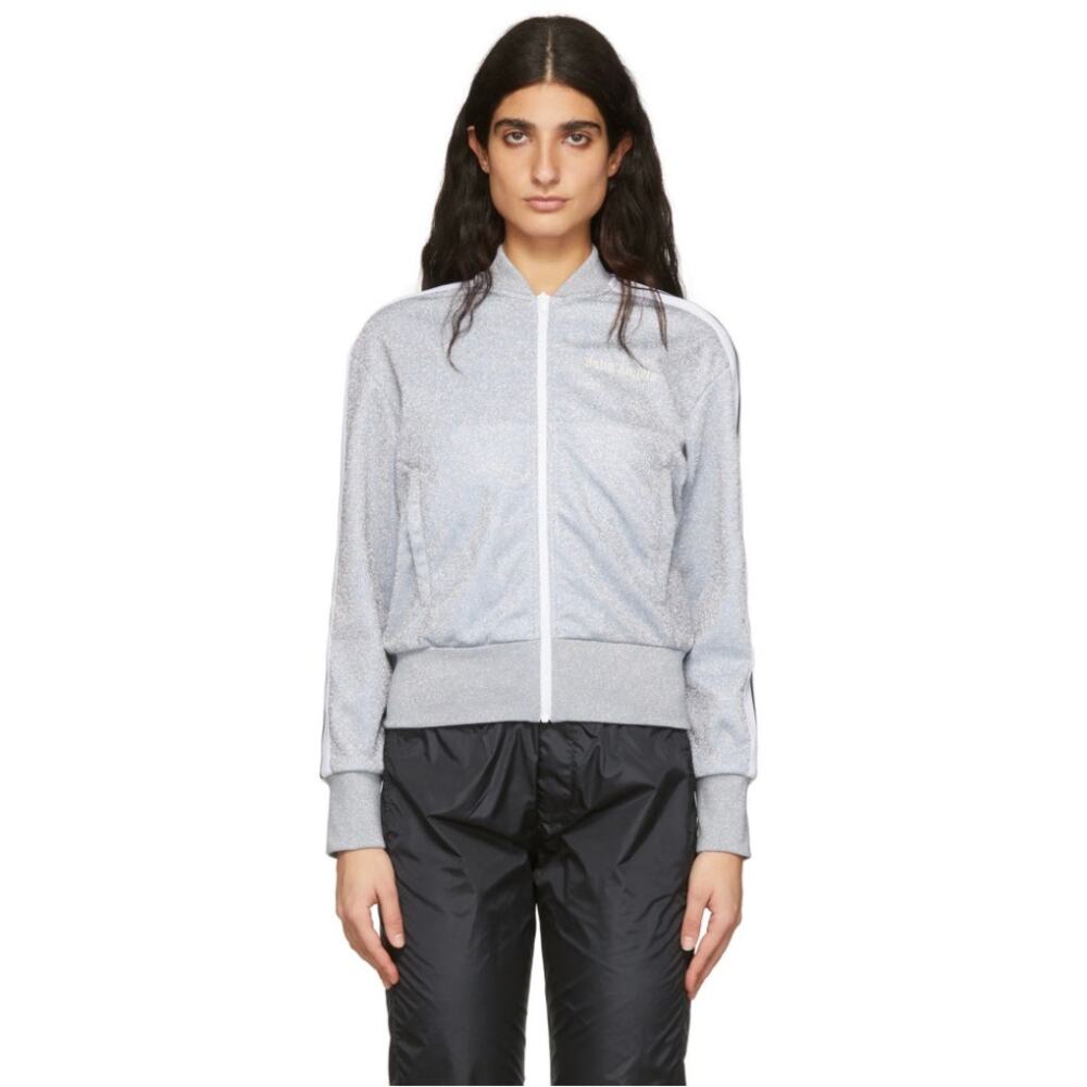 Palm Angels Glittery Lurex Bomber Striped Logo Track Jacket